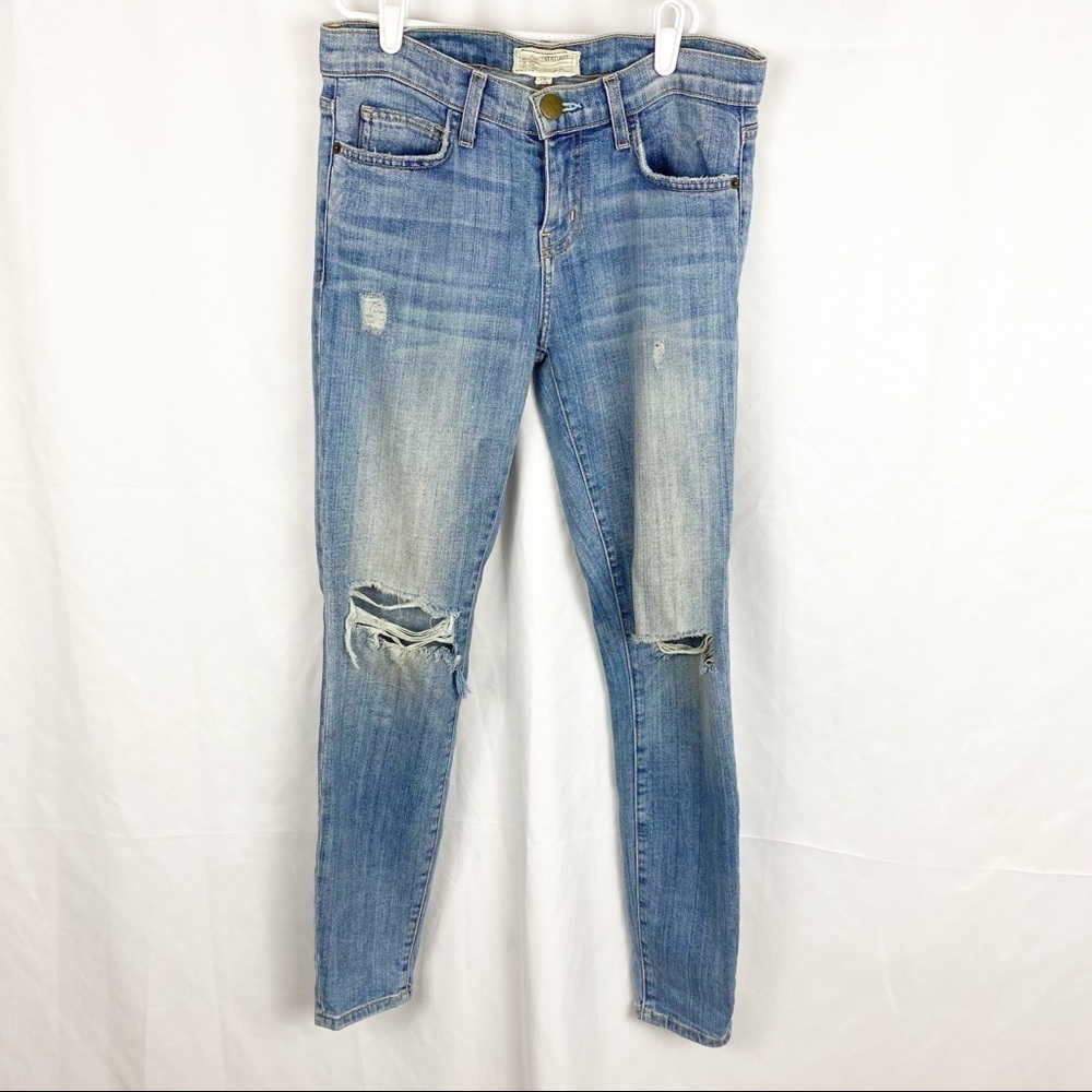 CURRENT/ELLIOTT Distressed Ripped Skinny Jeans